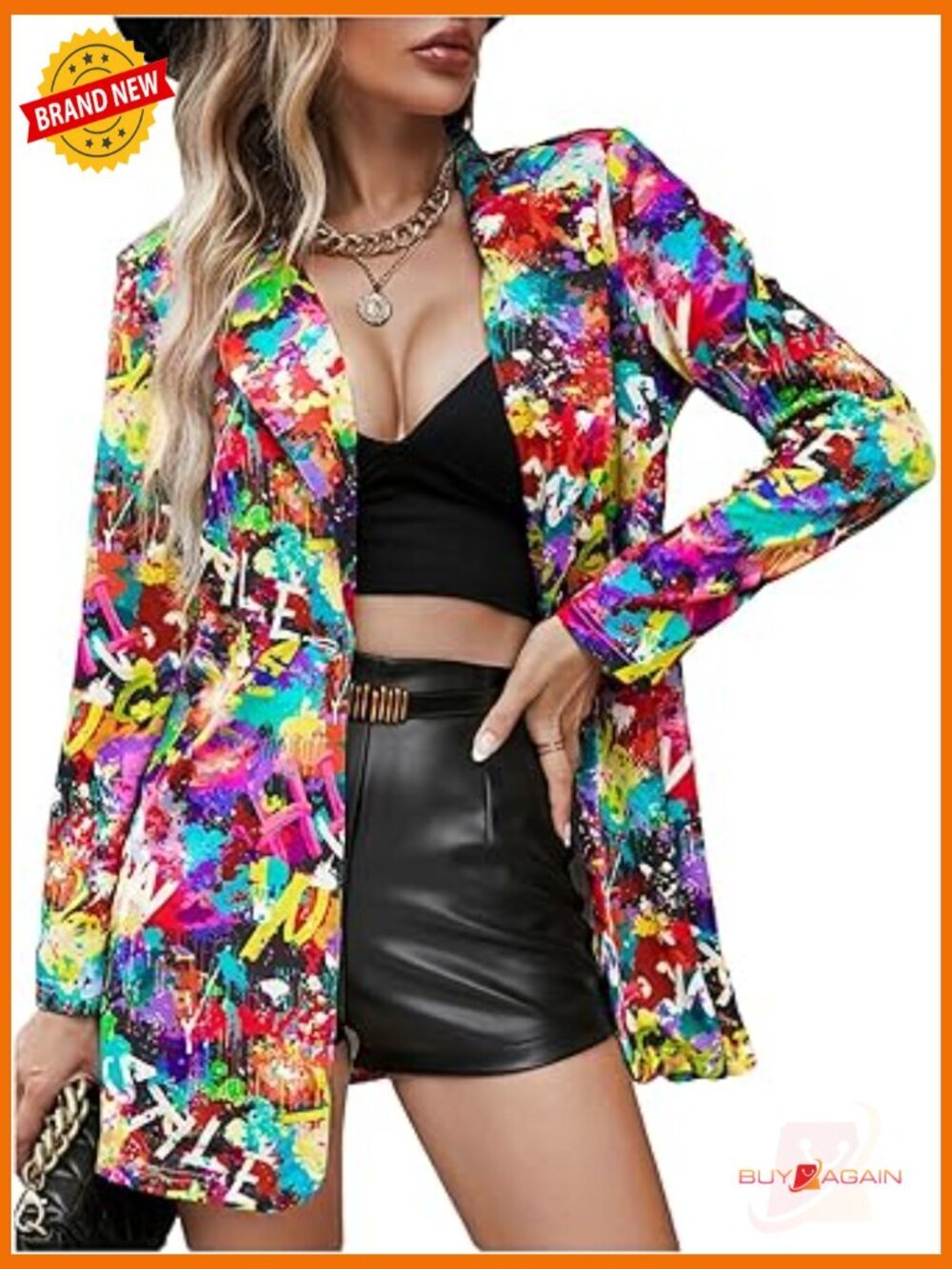 Casual Long Sleeve Graphic Blazer Work Suit Jacket